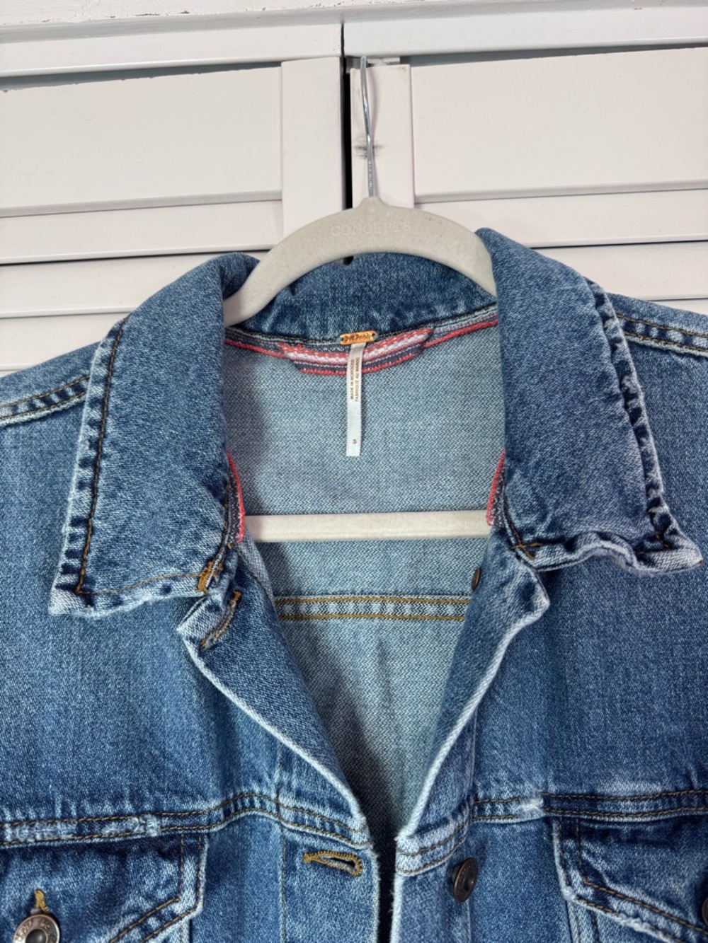 Free People Ramona Oversized Denim Trucker Jean Blue Distressed Small - Picture 6 of 11